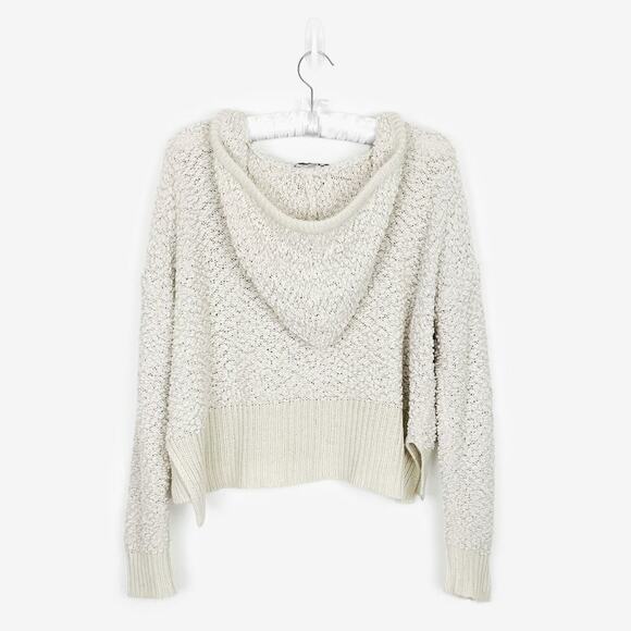 Young Fabulous & Broke Popcorn Knit Hoodie Sweater Small Cream Clean Girl Comfy - Picture 4 of 15